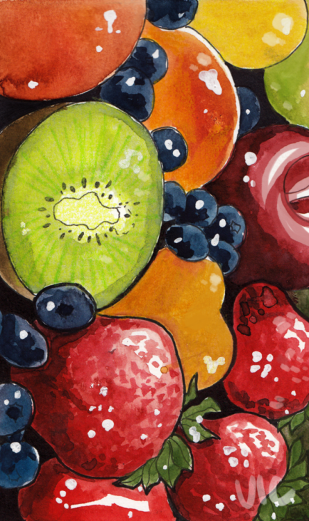 fruit watercolour traditional art food berries my art