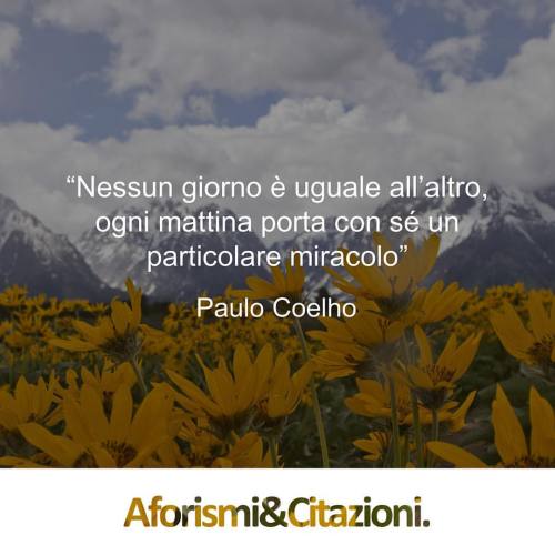 aforismiaf:
“ “Nessun giorno è uguale all'altro, ogni mattina porta con sé un particolare miracolo”
Paulo Coelho
Tutti i diritti riservati. ©
#aforismi #frasi #buongiorno #Coelho
”