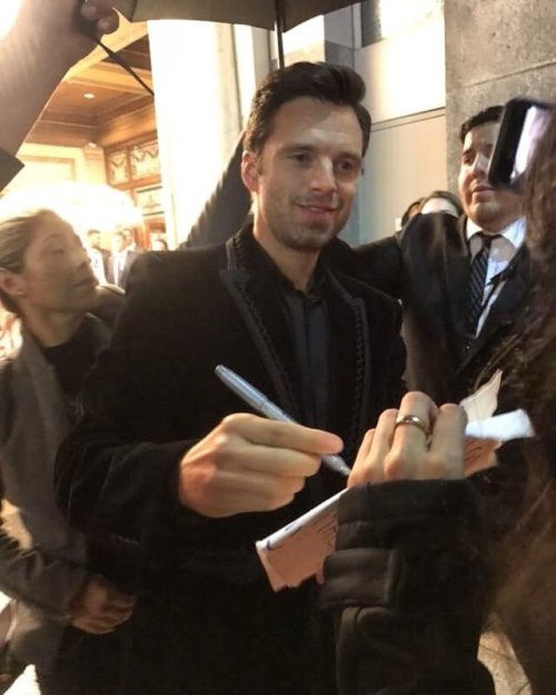 daybreak96:Seb stopping traffic to greet his fans in the rain at...