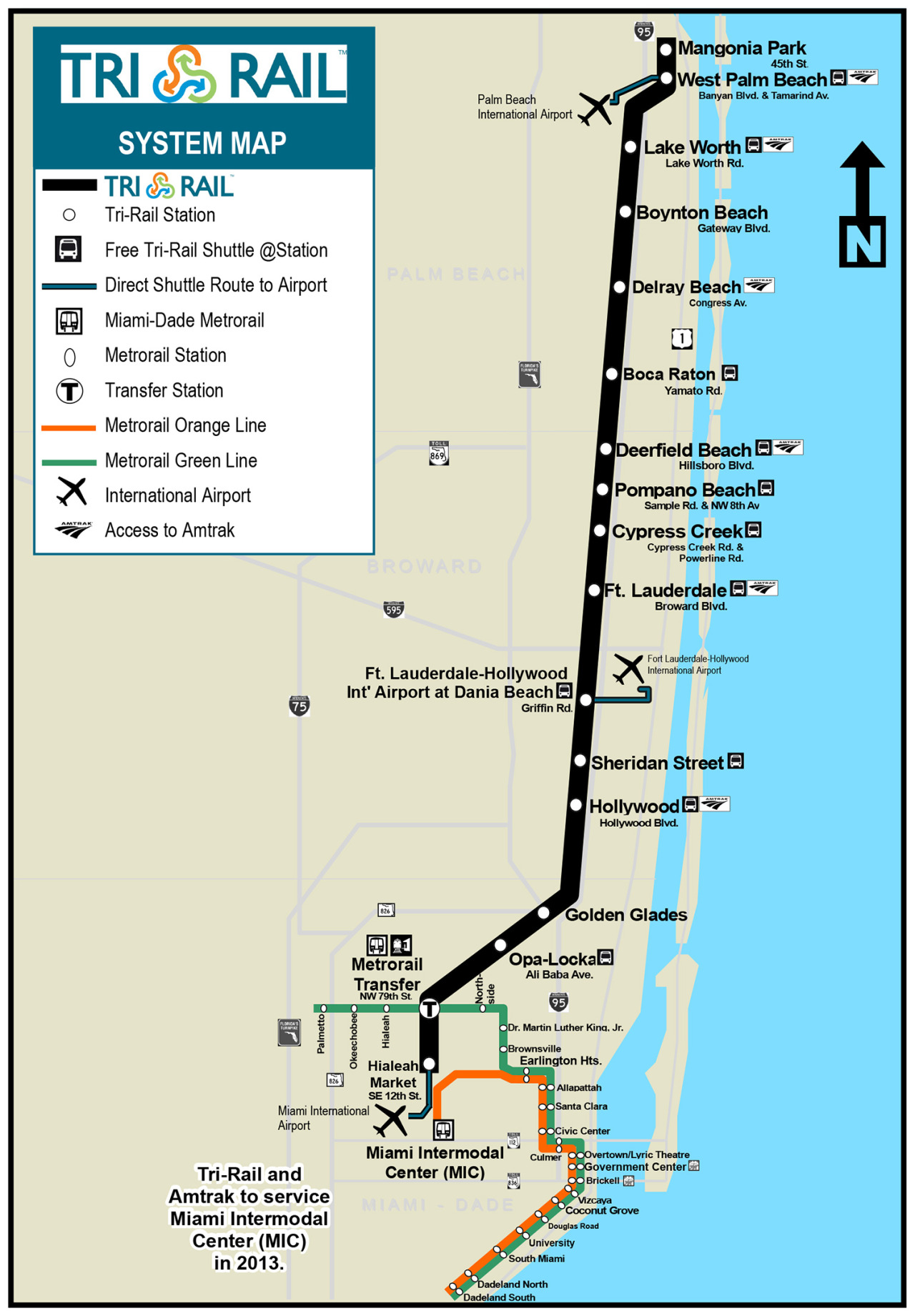 official map: tri-rail commuter rail, southern