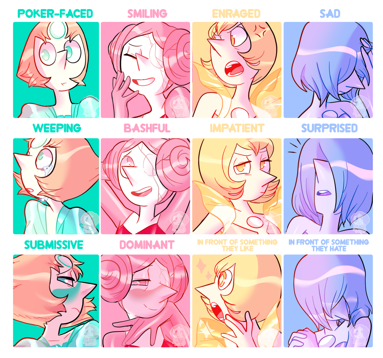 redid that expression meme with the whole squad! now you can appreciate Pink Pearl and Pearl’s expressions, haha.