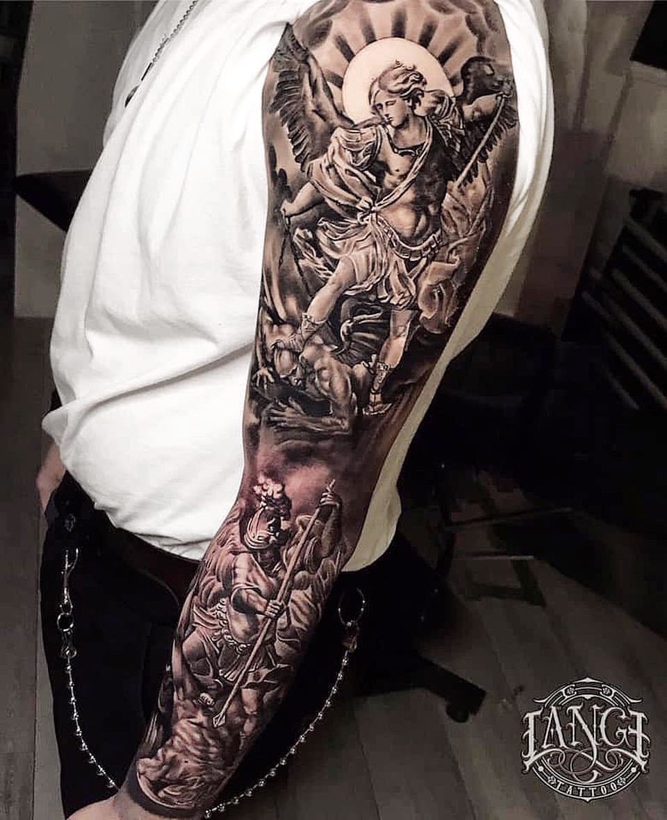 Good Vs Evil Tattoo Sleeve