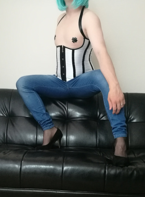 Blue hair white and black corset set. I love my sexy little...