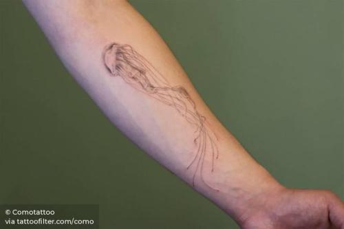By Comotattoo, done in Seoul. http://ttoo.co/p/30347 single needle;animal;jellyfish;como;facebook;nature;twitter;ocean;inner forearm;medium size