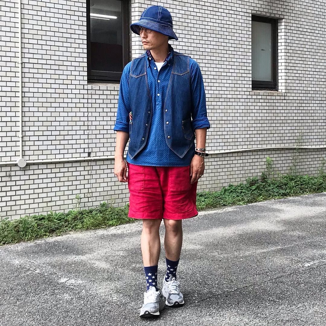 L L Wood 赤と青 色で攻めたコーデ Denimhat 70s 80s Usarmy