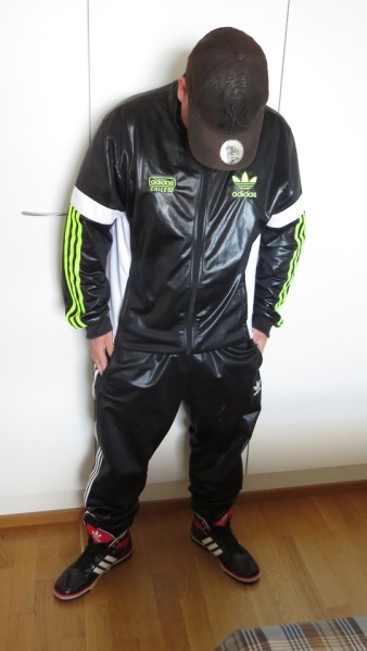 adidas wet look tracksuit