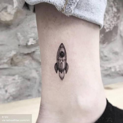 By Vic, done at Ink and Water Tattoo, Toronto.... small;single needle;micro;rocket;tiny;travel;ankle;ifttt;little;vic