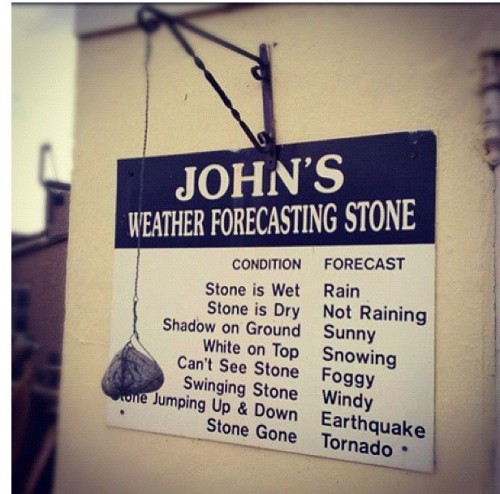 John’s Weather Forecasting Stone: “more accurate than the weatherman.”