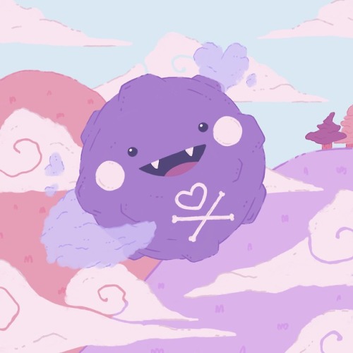 pokemon pokemon go koffing illustration illustrators on tumblr art artists on tumblr clouds cute kawaii procreate purple