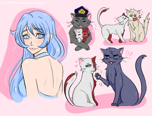 cinnamonrollusagi:a nejire and some cats?