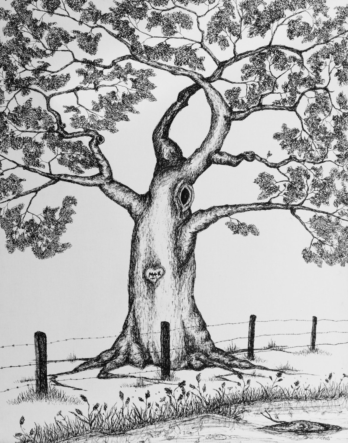 Sketch Is Me Custom Initials Family Tree Ink Drawing On Canvas