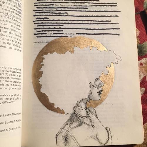 burndownbabylon144:Soul…..#blackwomen #afro #pen #marker #gold...