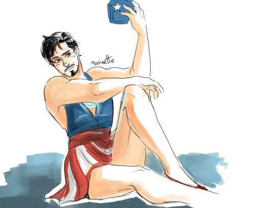 qouinette::^D pin up Tony with flustered Steve!steve is...