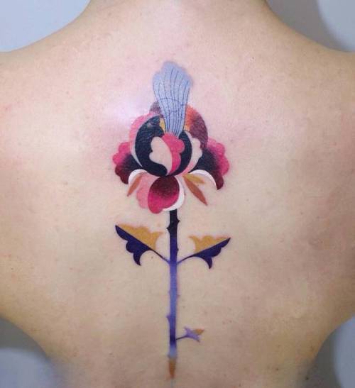 By Ann Lilya, done at Good Sign Tattoo, Minsk.... flower;facebook;nature;upper back;twitter;annlilya;medium size;illustrative