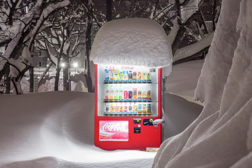 itscolossal:Snow Covered Vending Machines Illuminate a Frozen...