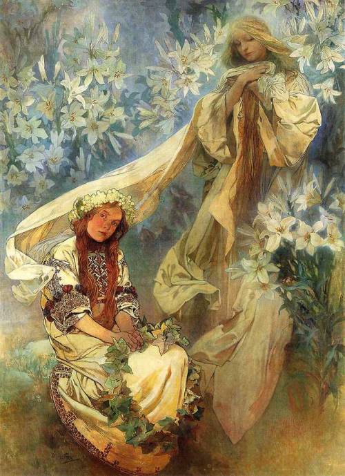 artist-mucha:Madonna of the Lilies, 1905, Alphonse...