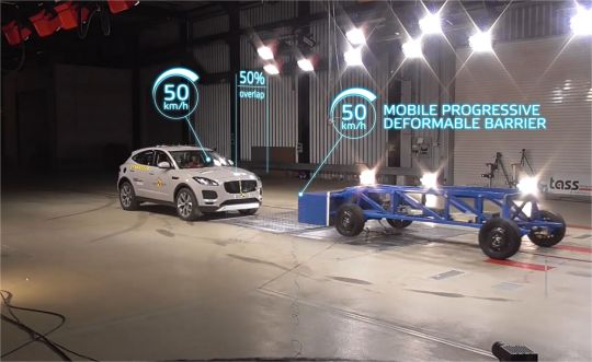 Carro da categoria SUV sendo submetido a um crash test pela EuroNCAP