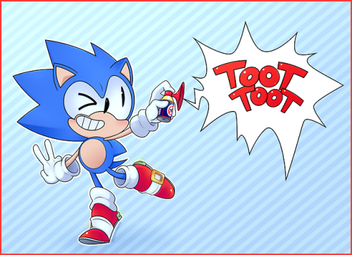 dinnermess-draws:Toot toot, Sonic warrior!