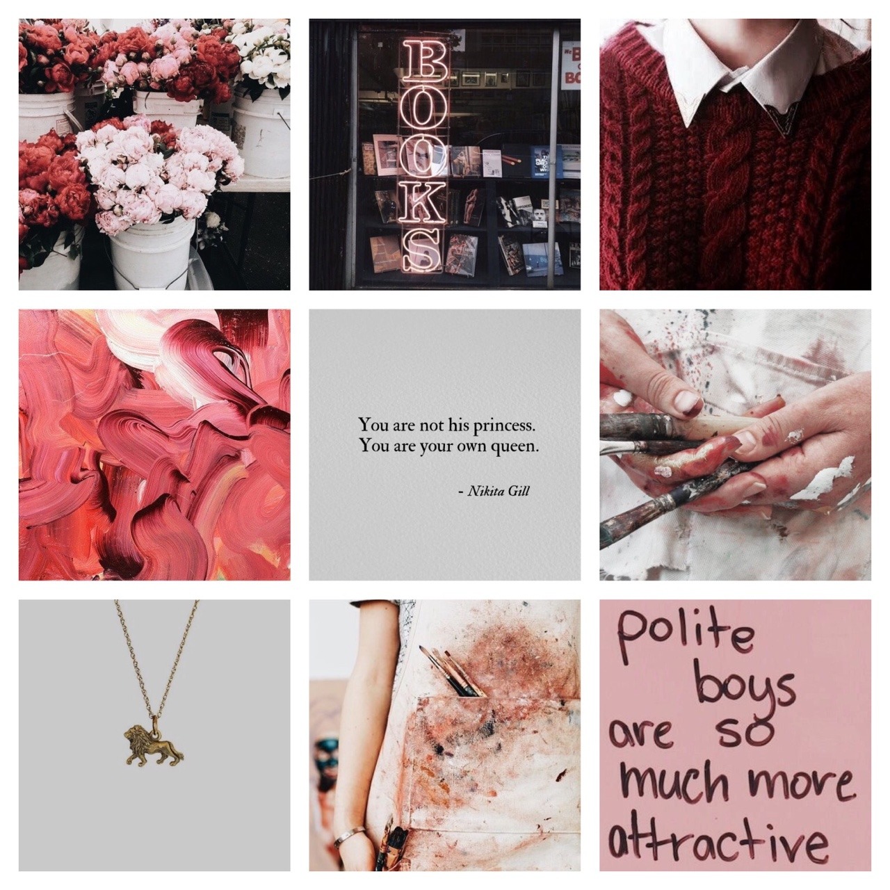 Aesthetics — Red-Pink-White aesthetic {I was thinking bookworm...