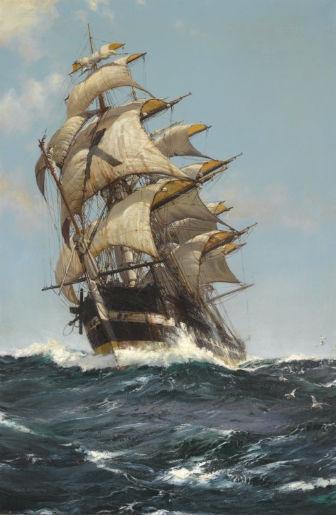 beggars-opera:“The crest of a wave”Montague Dawson...