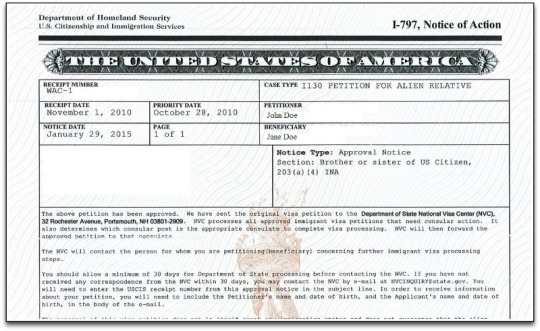 form i-797 notice of action approval notice