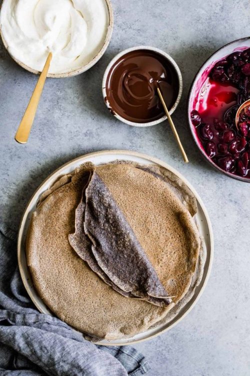 sweetoothgirl:Buckwheat Crepes with Roasted Cherries &...