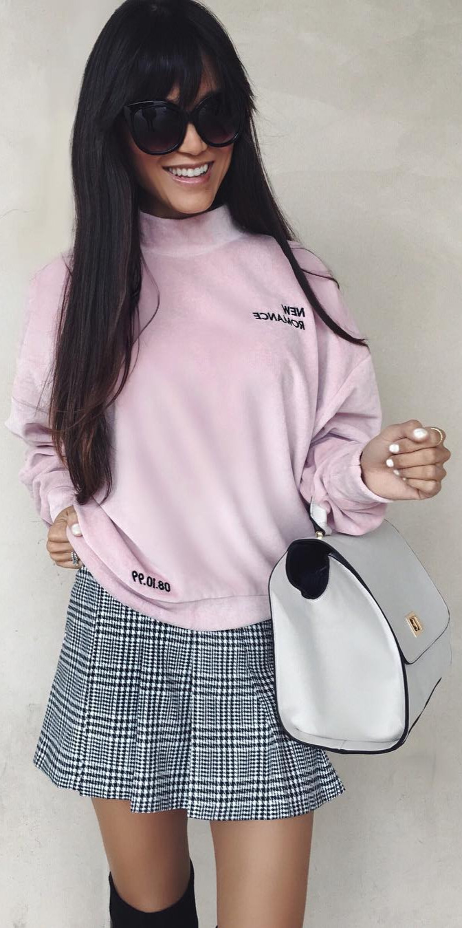 vogue runway, fashion boutique, outfits, designer, dream , ltkstyletip Dress up a sweatshirt with a school girl skirt for a more flirty lookLinked my \