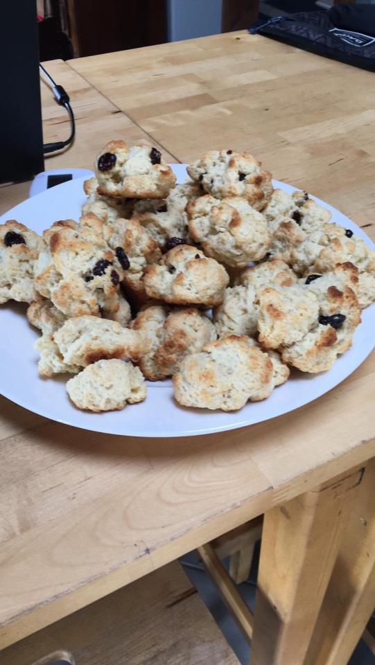 A pile of scones on a plate