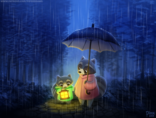 #2525. Rainy Stroll - Illustration 🎃 Check out https://piperthibodeau.com/store/ for a selection of over 20+ cutesy-creepy...