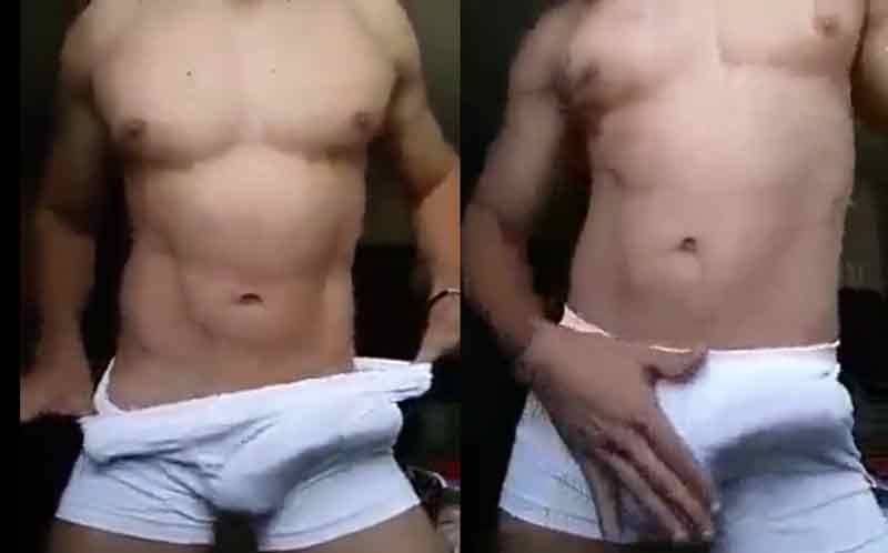 dançarino gay com pau duro na cueca branca