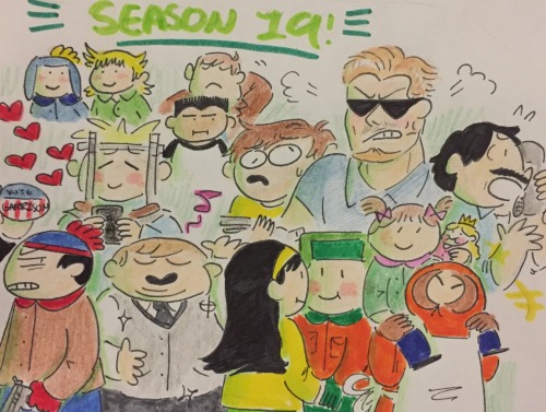 season 19 south park sp south park spoilers sp spoilers Stan ...with gun stan marsh Cartman eric cartman kyle broflovski kyle leslie leslie meyers Kenny this picture is kinda bad but oh well i worked hard on it kenny mccormick karen mccormick karen butters butters stotch & 039;n his gf randy Randy marsh pc principal jimmy jimmy valmer officer barbrady Harrison
