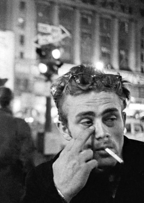 50sbabyy:James Dean, in New York photographed by Dennis Stock....