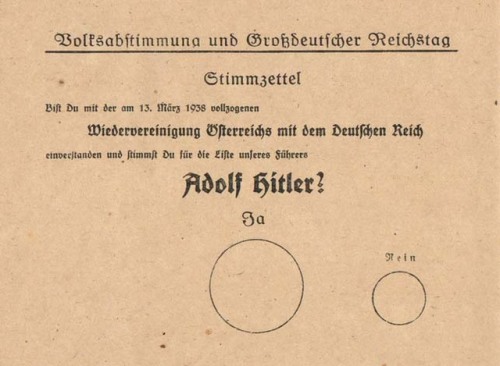 Ballot from the Austrian Anschluss, the 1938 annexation of… – World ...