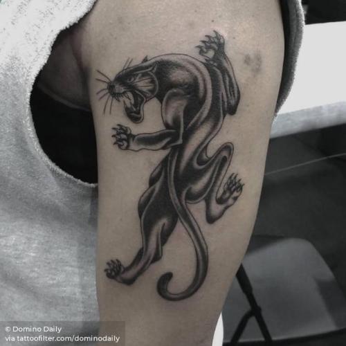 By Domino Daily, done at Good Luck Tattoo, Melbourne.... feline;panther;animal;facebook;twitter;dominodaily;medium size;illustrative;upper arm