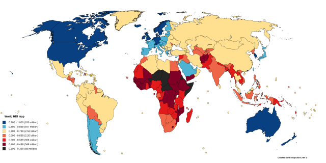 World HDI map, 2016. - Maps on the Web