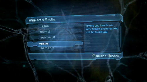 armoredtier:Dead Space 2 difficulty settings.