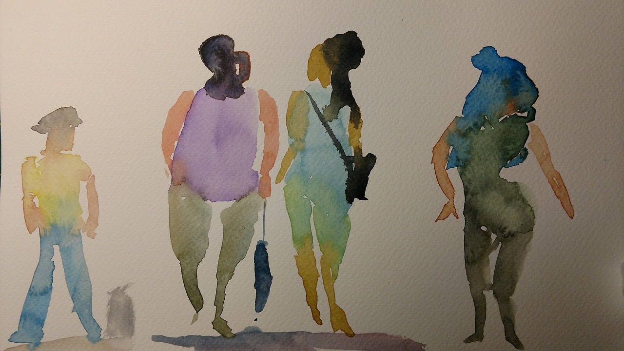 simple watercolor figures