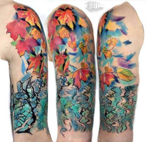 By Bartt ·  Bartosz Pawlicki, done at Scratchline Tattoo,... healed;abstract;bartt;big;leaf;contemporary;watercolor;facebook;nature;twitter;expressionist;other;upper arm