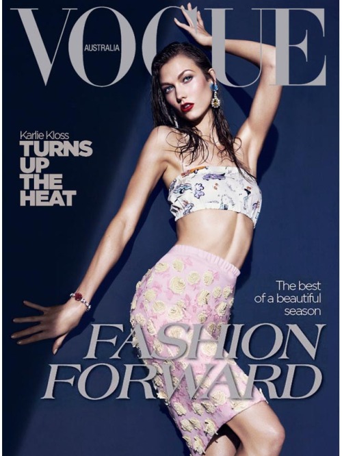 VOGUE AUSTRALIA VOGUE COVER KARLIE KLOSS FASHION FORWARD BEAUTIFUL WET HAIR MODEL