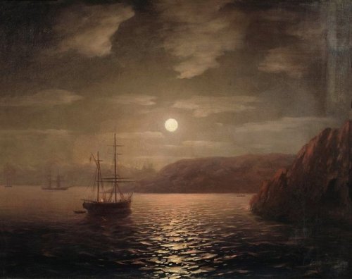 artist-aivazovski:Lunar night on the Black sea