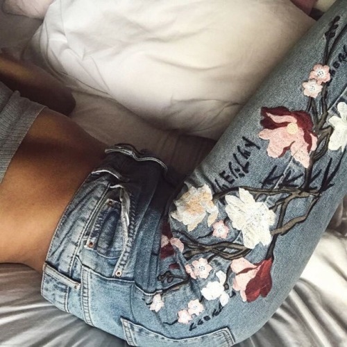 printed jeans on Tumblr