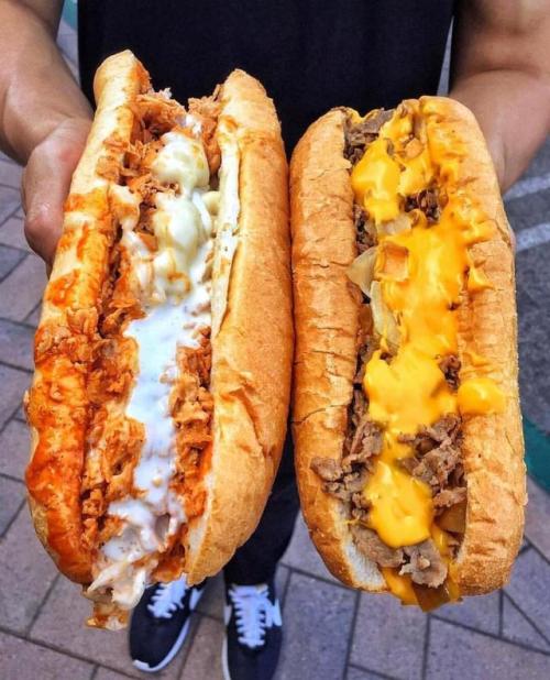 food-porn-diary:Buffalo Chicken vs Philly Cheese - What do you...