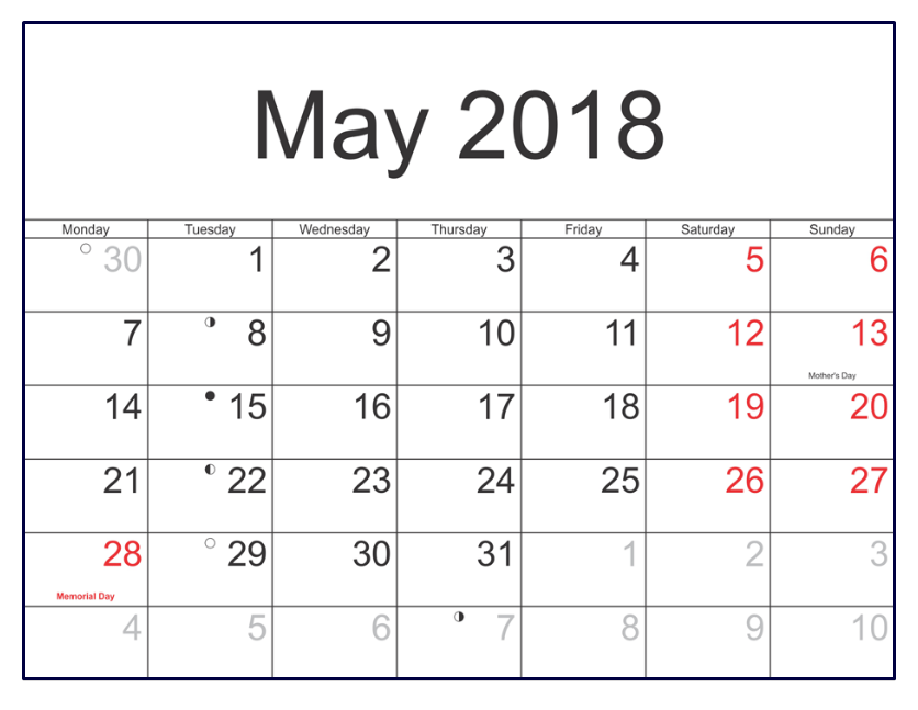 Yearly Calendar Template Excel 2018