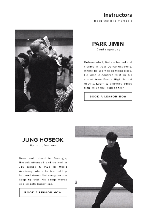 dearmyjimin:3J Studio® | Website mockup- sign up for classes...