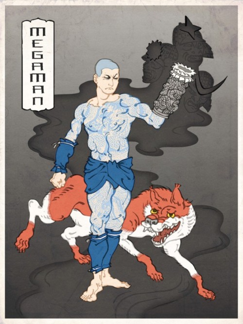 wilwheaton:izrablack:Ukiyo-E Heroes (Illustrations by Jed...