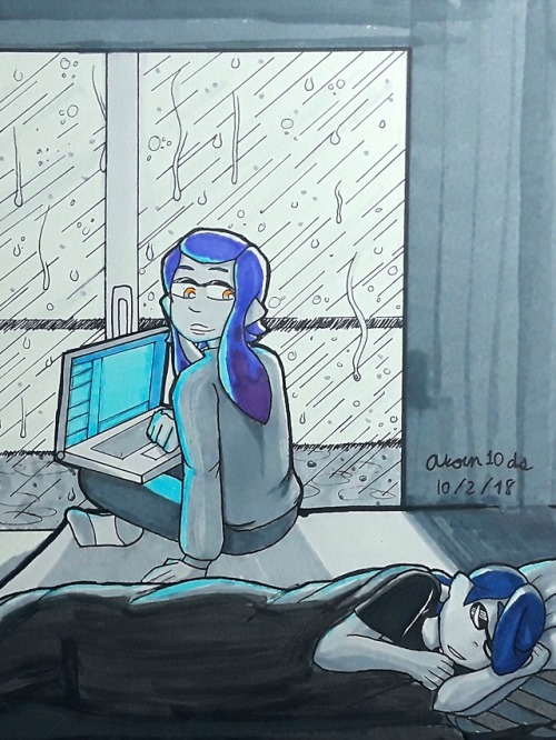 Inktober 2 - Tranquil I think listening to rain and being...