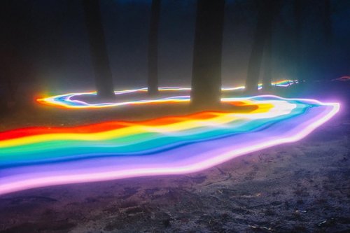 sixpenceee:Daniel Mercadante’s rainbow road. Made with long...