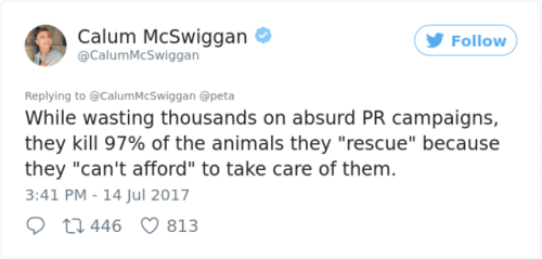 maggiesox:sixpenceee:Calum McSwiggan brutally roasts PETA in a...