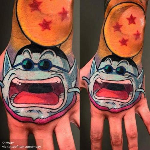 By Moay, done at 48920 Tattoo Shop, Portugalete.... dragon ball z;dragon ball characters;moay;patriotic;dragon balls;anime;japanese manga;animated tv series;fictional character;big;japanese culture;tv series;cartoon;facebook;twitter;king kai;hand;cartoon character