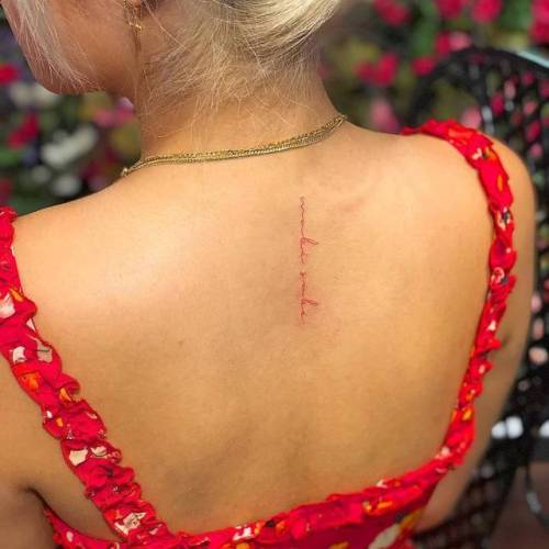 By Chang, done at West 4 Tattoo, Manhattan.... small;patriotic;chang;japanese culture;tiny;ifttt;little;red;upper back;minimalist;experimental;wasi sabi;quotes;other